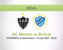 Pronóstico Atl. Mineiro Bolívar (24 septiembre 2025)
