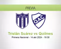 Pronóstico Tristán Suárez Quilmes (14 abril 2024)