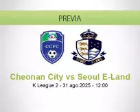 Pronóstico Cheonan City Seoul E-Land (31 agosto 2025)