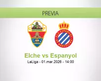 Pronóstico Elche Espanyol (01 marzo 2026)