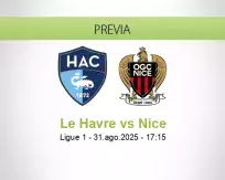 Pronóstico Le Havre Nice (31 agosto 2025)