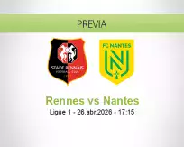 Pronóstico Rennes Nantes (26 abril 2026)