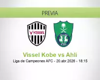 Pronóstico Vissel Kobe Ahli (20 abril 2026)