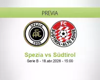 Pronóstico Spezia Südtirol (18 abril 2026)