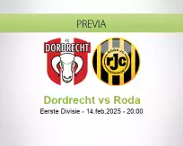 Pronóstico Dordrecht Roda (14 febrero 2025)