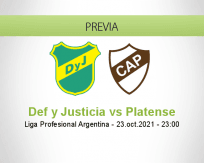 Pronóstico Def y Justicia Platense (23 octubre 2021)