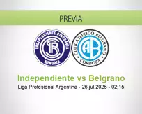 Pronóstico Independiente Belgrano (25 julio 2025)