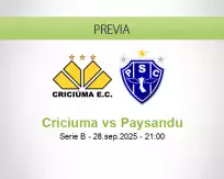 Pronóstico Criciúma EC B Paysandu (28 septiembre 2025)