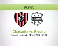 Pronóstico Chacarita Riestra (24 septiembre 2022)