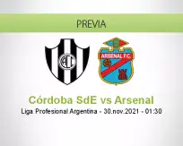 Pronóstico Córdoba SdE Arsenal (29 noviembre 2021)