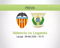 Pronóstico Valencia Leganés (09 febrero 2025)