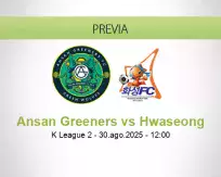 Pronóstico Ansan Greeners Hwaseong (30 agosto 2025)