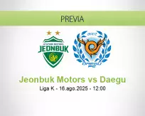 Pronóstico Jeonbuk Motors Daegu (16 agosto 2025)