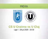 Pronóstico CS U Craiova U Cluj (28 julio 2025)