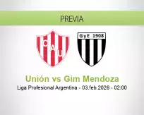 Pronóstico Unión Gim Mendoza (02 febrero 2026)
