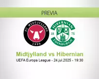 Pronóstico Midtjylland Hibernian (24 julio 2025)