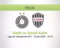 Pronóstico Sadd Vissel Kobe (16 abril 2026)
