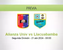 Pronóstico Alianza Univ Llacuabamba (20 abril 2024)