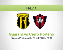 Pronóstico Club Guaraní Cerro Porteño (26 octubre 2020)