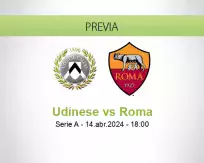 Pronóstico Udinese Roma (14 abril 2024)