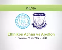 Pronóstico Ethnikos Achna Apollon (23 abril 2024)