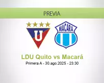 Pronóstico LDU Quito Macará (30 agosto 2025)