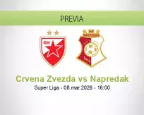 Pronóstico Crvena Zvezda Napredak (08 marzo 2026)