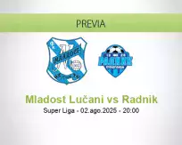 Pronóstico Mladost Lučani Radnik (02 agosto 2025)