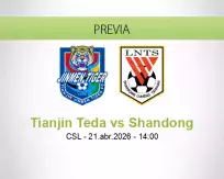 Pronóstico Tianjin Teda Shandong (21 abril 2026)