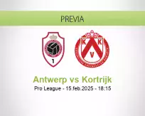 Pronóstico Antwerp Kortrijk (15 febrero 2025)