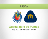 Pronóstico Guadalajara Pumas (28 febrero 2021)