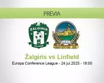 Pronóstico Žalgiris Linfield (24 julio 2025)