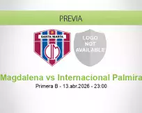 Pronóstico Magdalena Internacional Palmira (13 abril 2026)