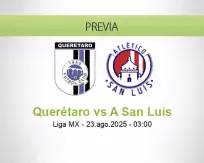 Pronóstico Querétaro A San Luis (22 agosto 2025)