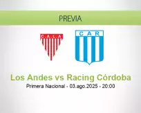 Pronóstico Los Andes Racing Córdoba (03 agosto 2025)