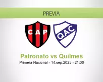 Pronóstico Patronato Quilmes (14 septiembre 2025)