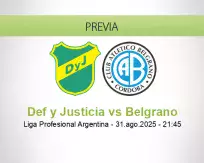 Pronóstico Def y Justicia Belgrano (31 agosto 2025)