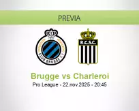 Pronóstico Brugge Charleroi (22 noviembre 2025)