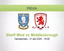 Pronóstico Sheff Wed Middlesbrough (21 abril 2025)