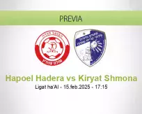 Pronóstico Hapoel Hadera Kiryat Shmona (15 febrero 2025)