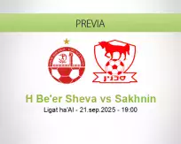Pronóstico H Be'er Sheva Sakhnin (21 septiembre 2025)