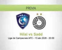 Pronóstico Hilal Sadd (13 abril 2026)
