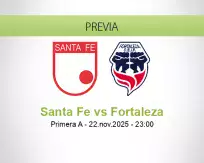 Pronóstico Santa Fe Fortaleza (22 noviembre 2025)