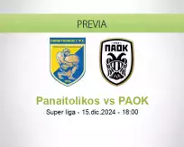 Pronóstico Panaitolikos PAOK (15 diciembre 2024)