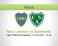 Pronóstico Boca Juniors Sarmiento (28 febrero 2021)