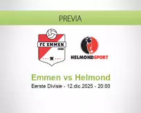 Pronóstico Emmen Helmond (12 diciembre 2025)