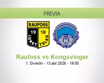 Pronóstico Raufoss Kongsvinger (13 abril 2026)