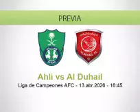Pronóstico Ahli Al Duhail (13 abril 2026)