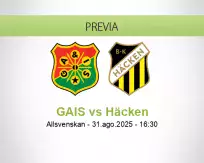 Pronóstico GAIS Häcken (31 agosto 2025)