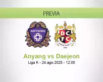 Pronóstico Anyang Daejeon (24 agosto 2025)